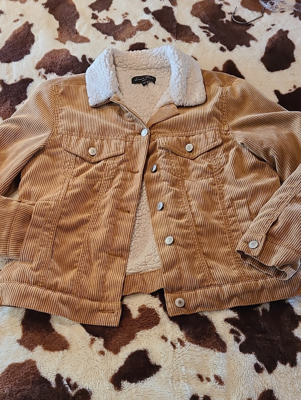 Love Tree Tan Corduroy Teddy-Lined Jacket